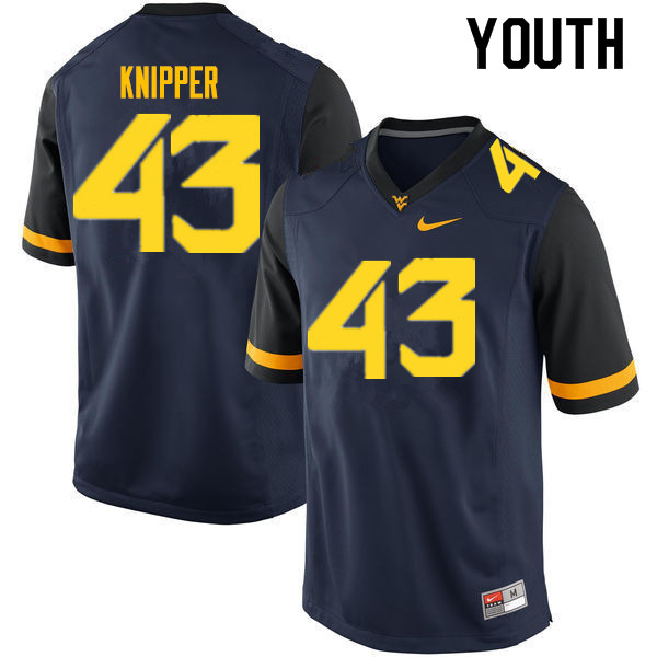 NCAA Youth Jackson Knipper West Virginia Mountaineers Navy #43 Nike Stitched Football College Authentic Jersey MY23M46WF